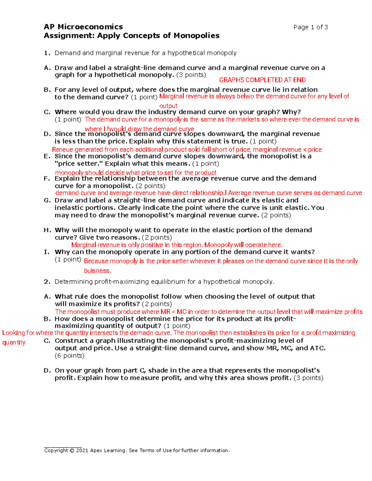 ap microeconomics assignment apply concepts of monopolies