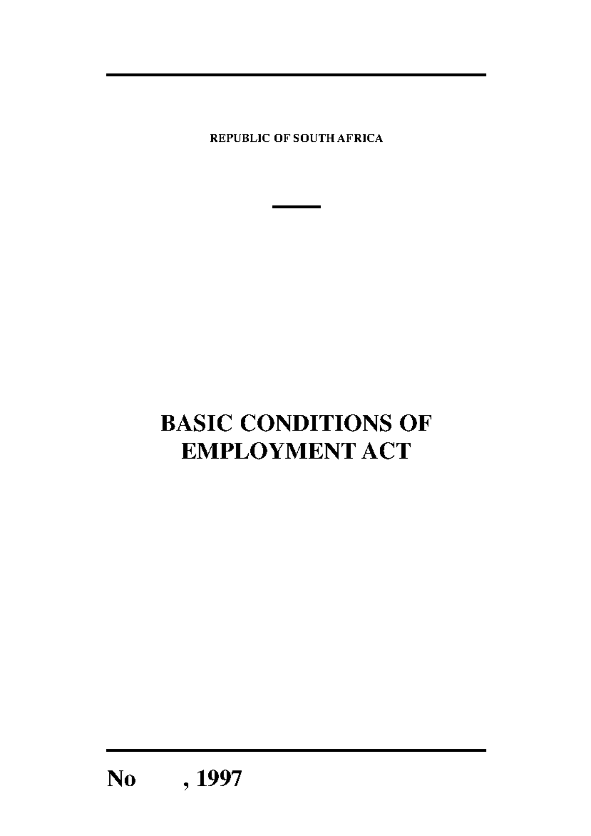 MRL3702 basic Condition Employment Act REPUBLIC OF SOUTH AFRICA BASIC