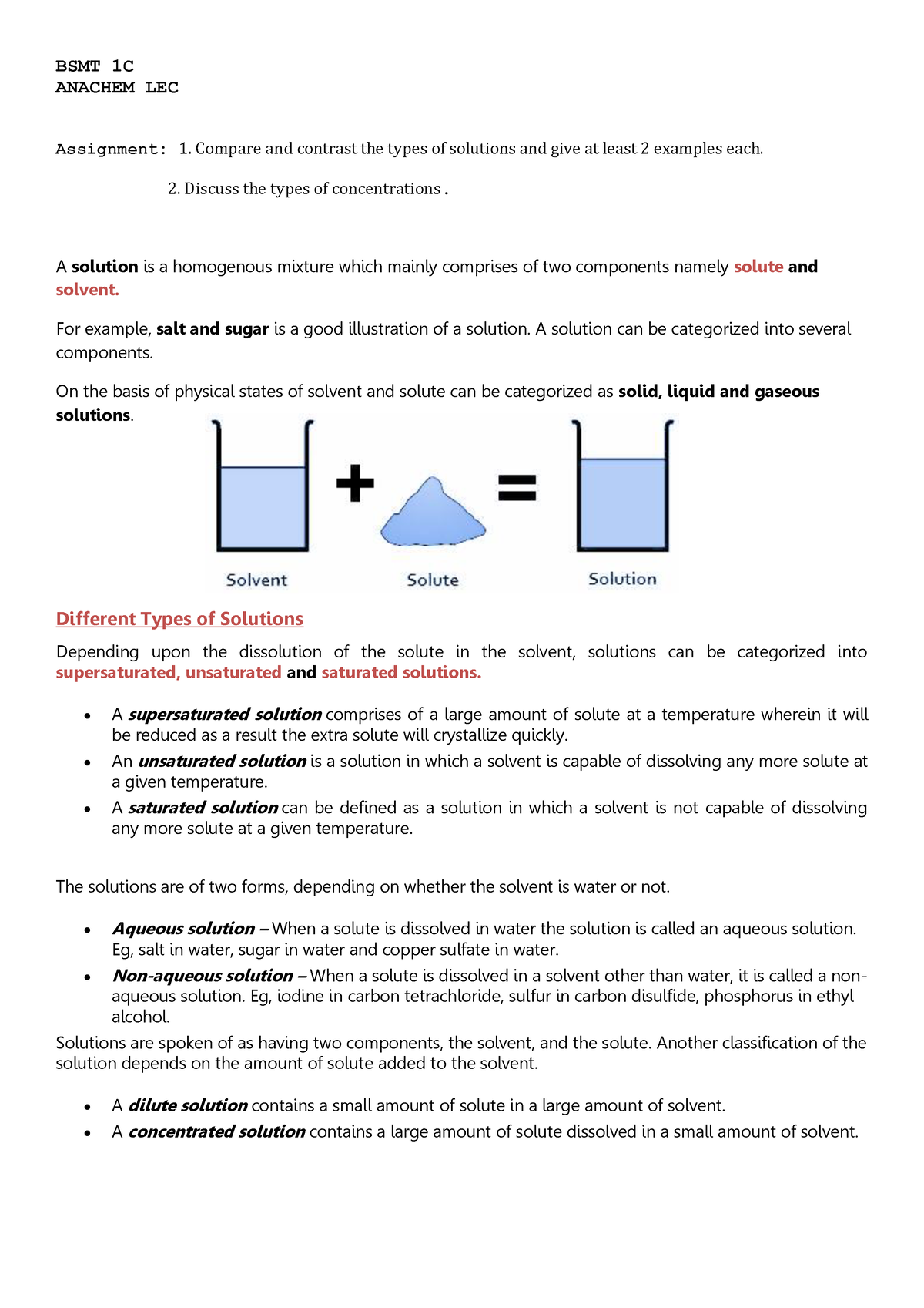 Anachem LEC Activity ( Solutions & Concentrations) - BSMT 1C ANACHEM ...