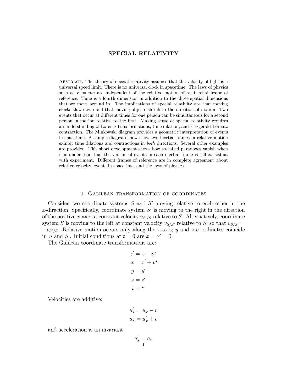 Special Relativity - SPECIAL RELATIVITY Abstract. The Theory Of Special ...