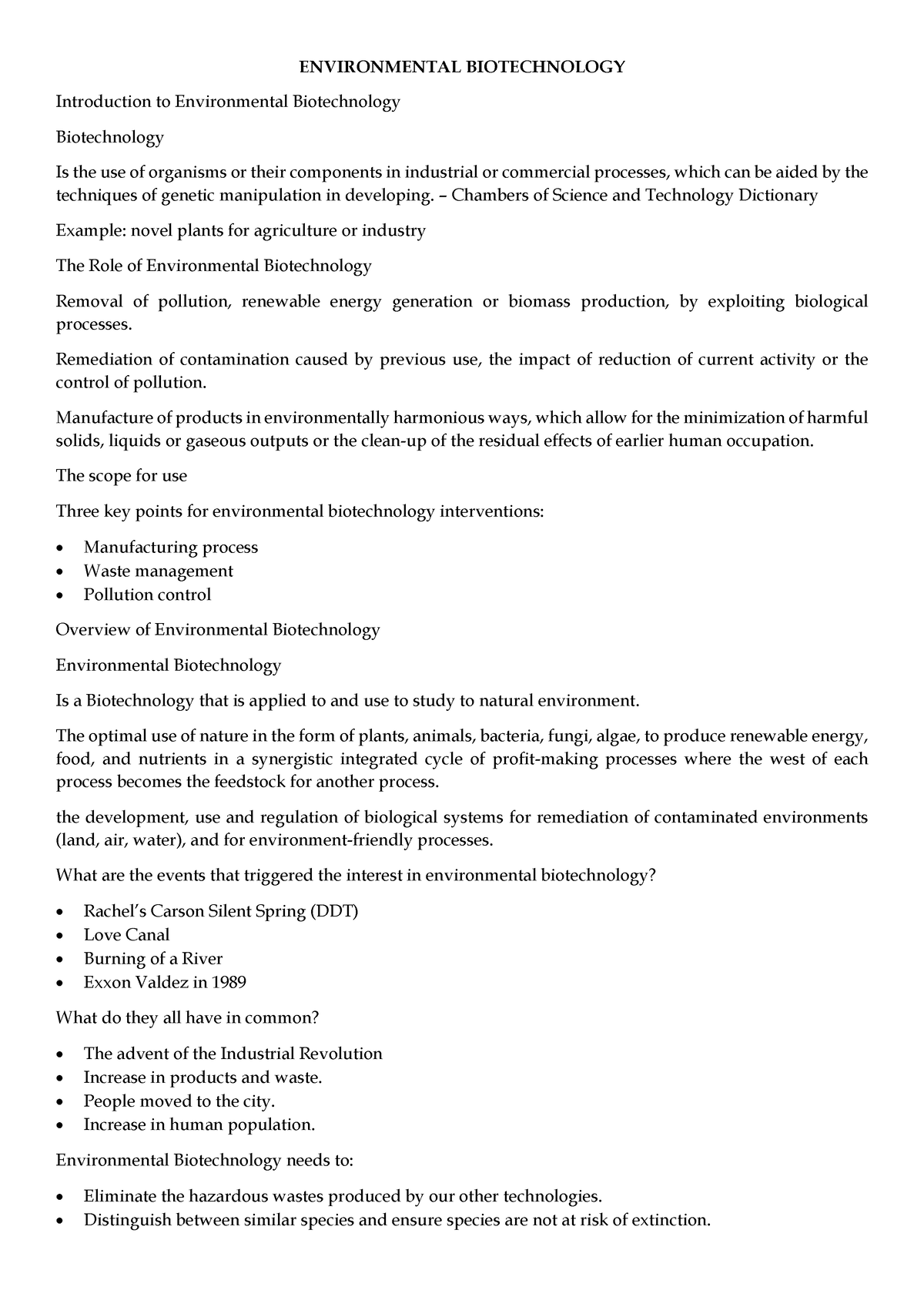 Intro to Environmental Biotechnology - ENVIRONMENTAL BIOTECHNOLOGY ...