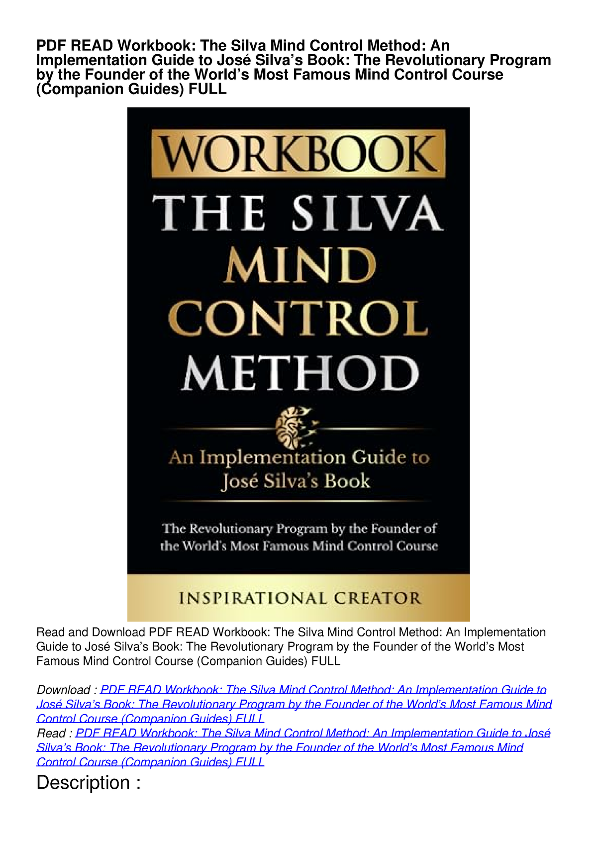 Silva mind control pdf