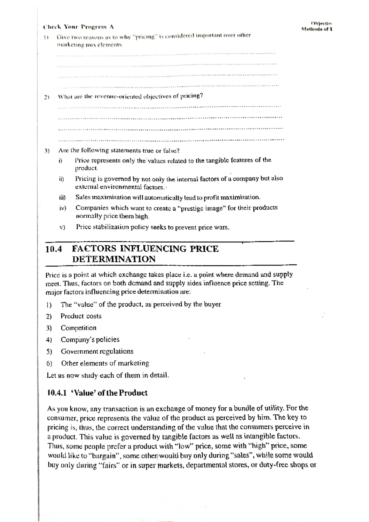 Basic methods of price determination - Marketing Management - Studocu