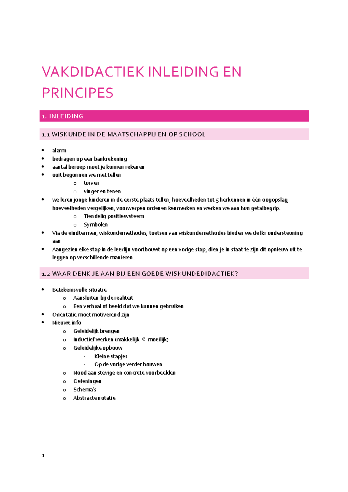 Samenvatting Didactiek Wiskunde - VAKDIDACTIEK INLEIDING EN PRINCIPES 1 ...