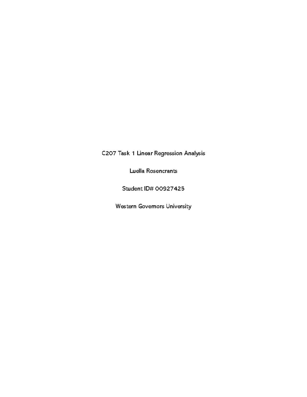 C207 Task 1 Linear Regression Analysis - C207 Task 1 Linear Regression ...