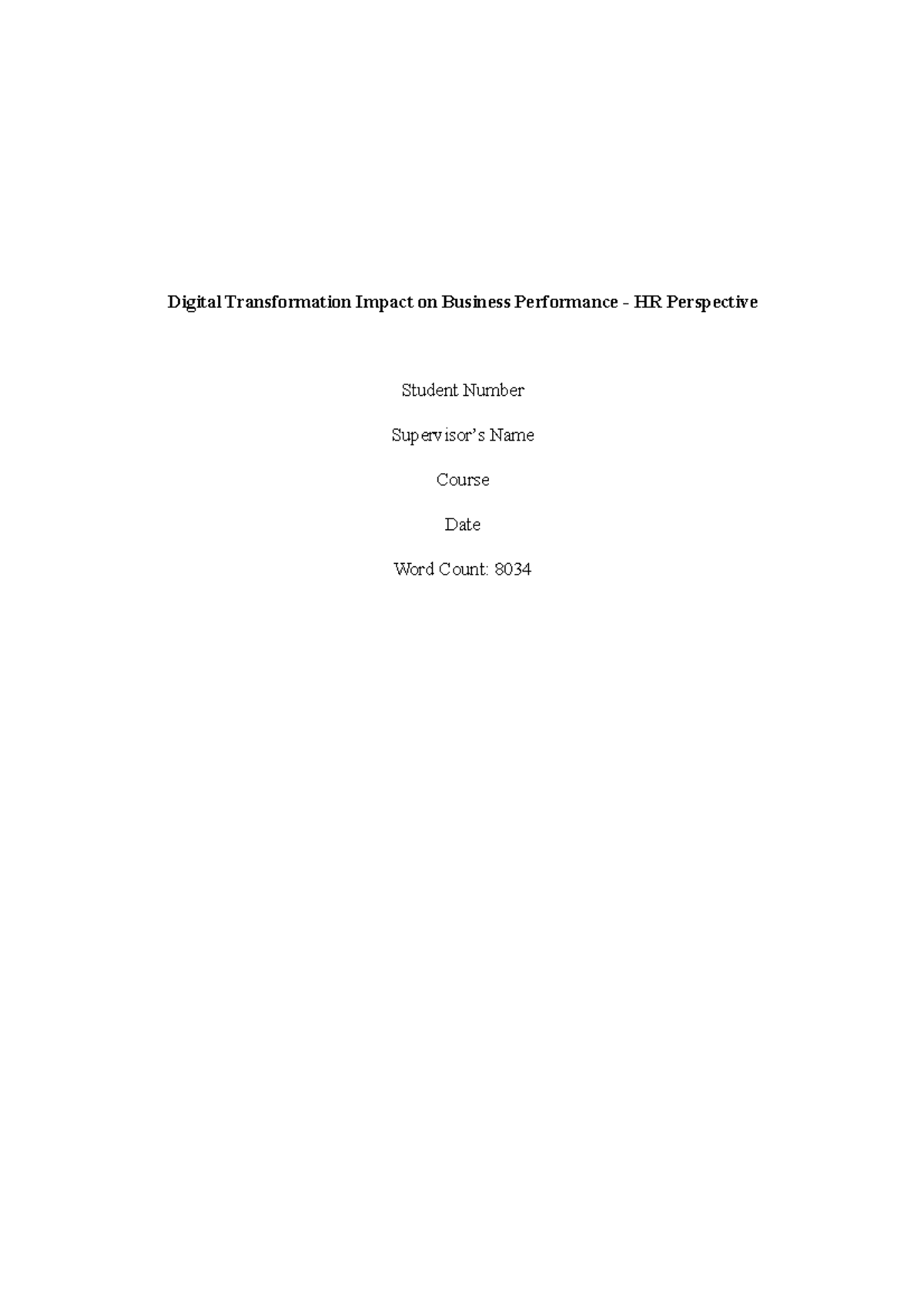 Digital transformation impact on business performance - Chapter 1 -4 (1 ...