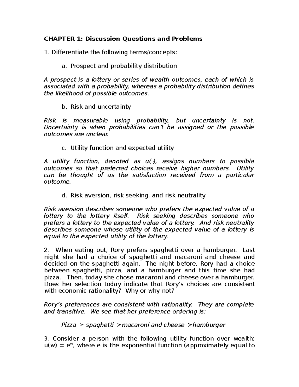 Chapter 1 Answers - CHAPTER 1: Discussion Questions And Problems ...