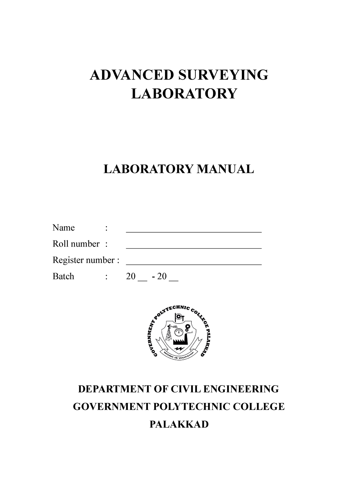 Advanced Surveying LAB Manual.docx - ADVANCED SURVEYING LABORATORY ...