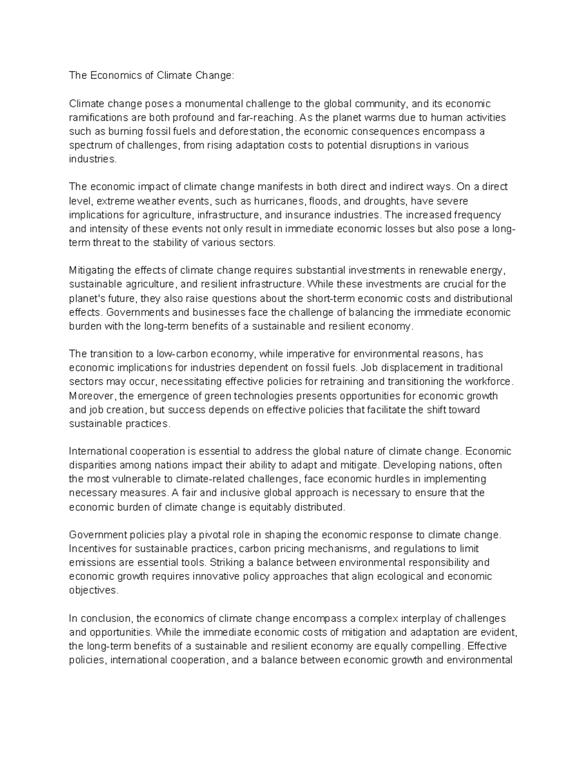 The Economics of Climate Change - The Economics of Climate Change ...