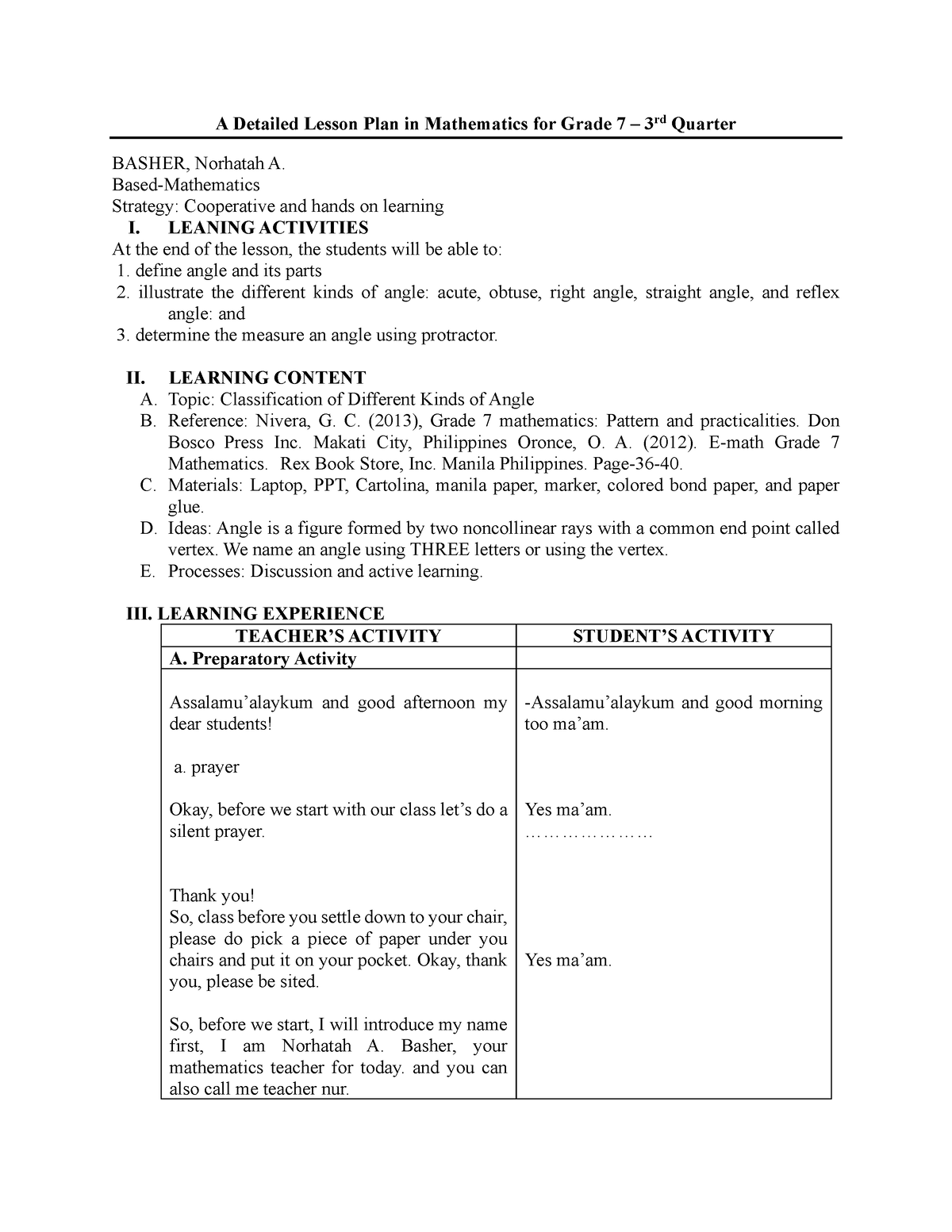 A Detailed Lesson Plan in Mathematics for Grade 7 - Final NA TO - A ...