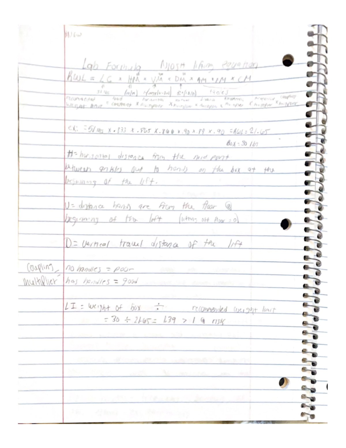 Note 38 - NIOSH lifting equations and power tools - SAFE 100 - Studocu
