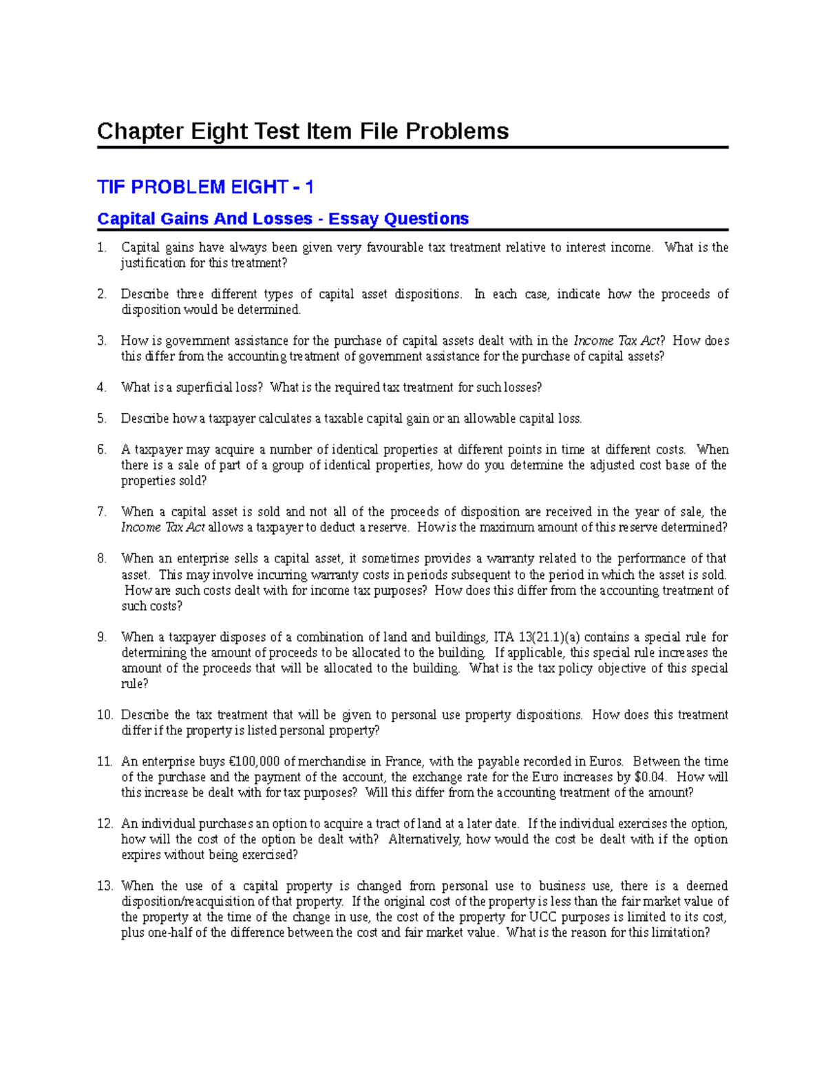 Ch8 Test Bank Answers And Solutions 123 - Chapter Eight Test Item File ...