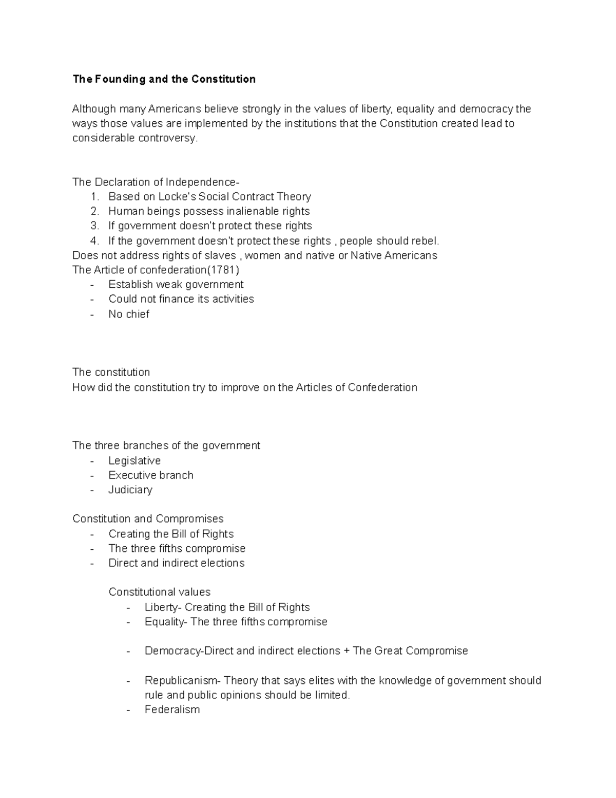 American Constitution - The Founding and the Constitution Although many ...