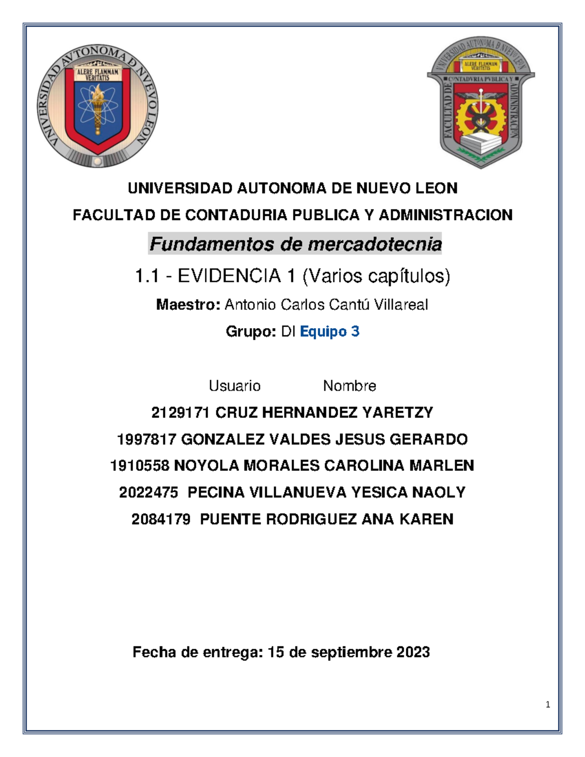 EV1 FMER Equipo 3-1 - Notas notas - UNIVERSIDAD AUTONOMA DE NUEVO LEON ...