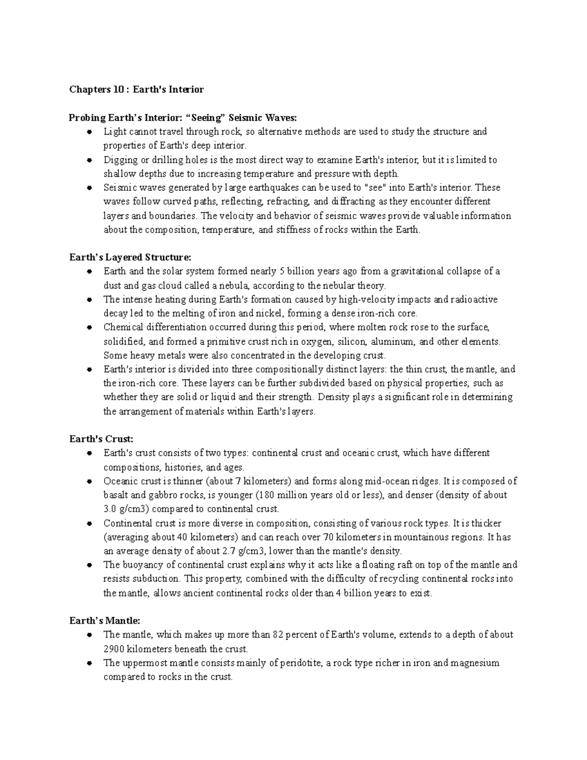 ENVS 1060 Chpt 4 And 10 Notes - Chapters 10 : Earth's Interior Probing ...