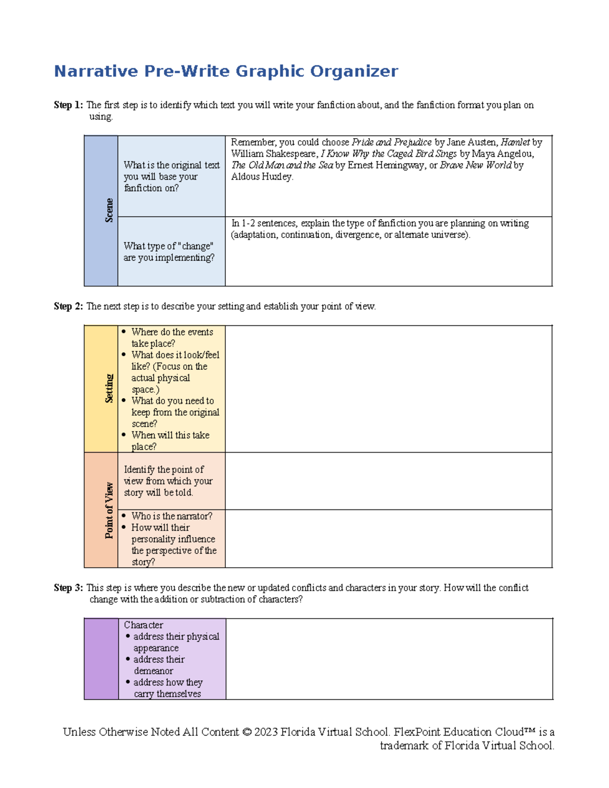 Plotting narrative graphic organizer - Narrative Pre-Write Graphic ...