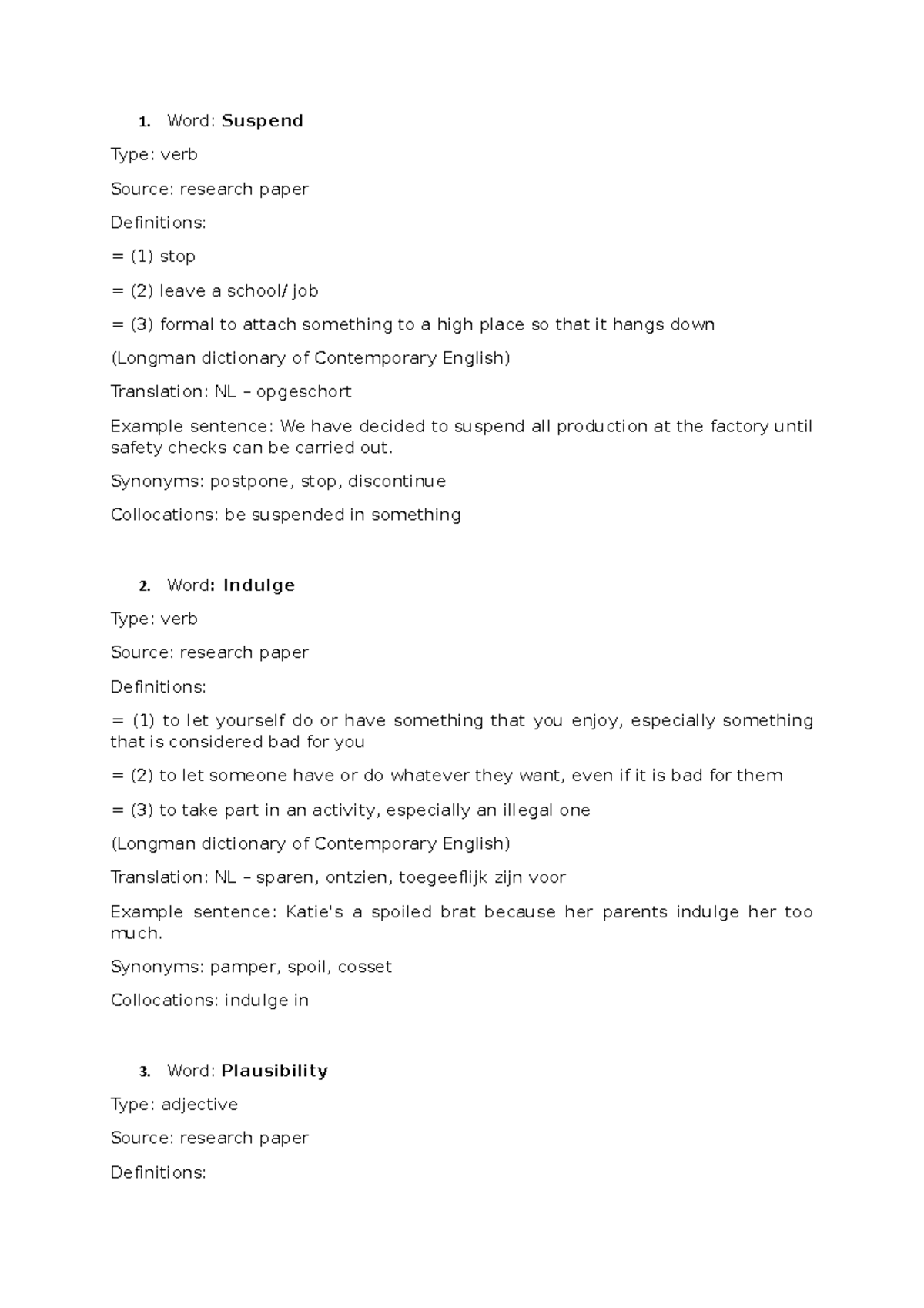 C1 Vocabulary unit woordenlijst Word Suspend Type verb Source