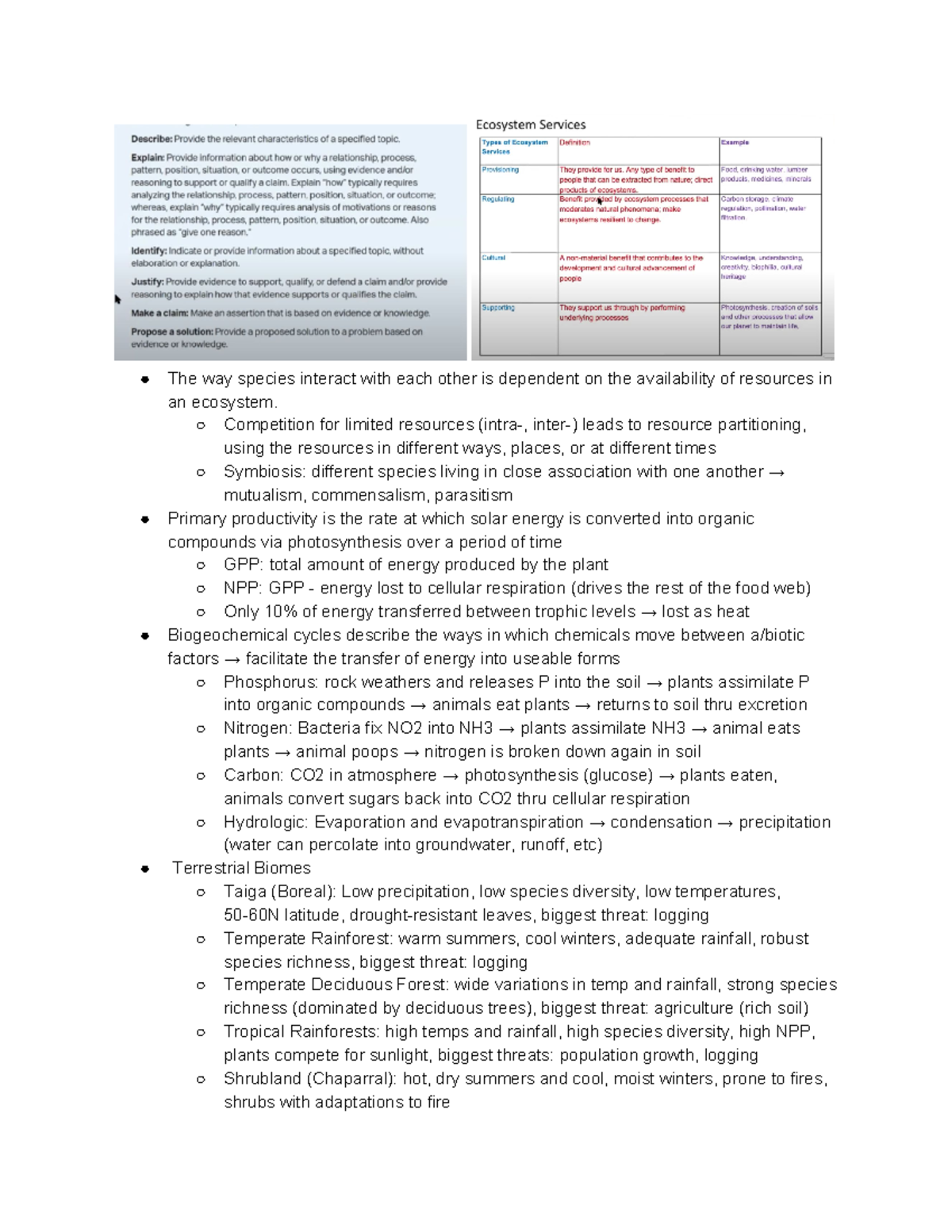 APES Cheat Sheet Review - The way species interact with each other is ...