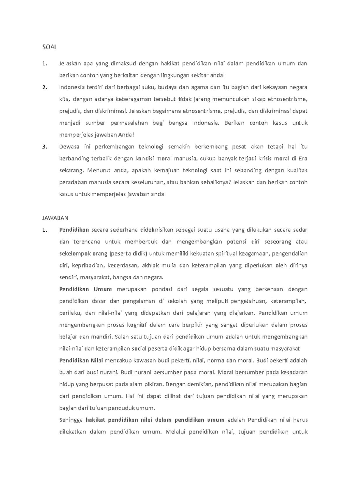 Tugas I Ilmu Sosial dan Budaya Dasar SOAL Jelaskan apa yang dimaksud