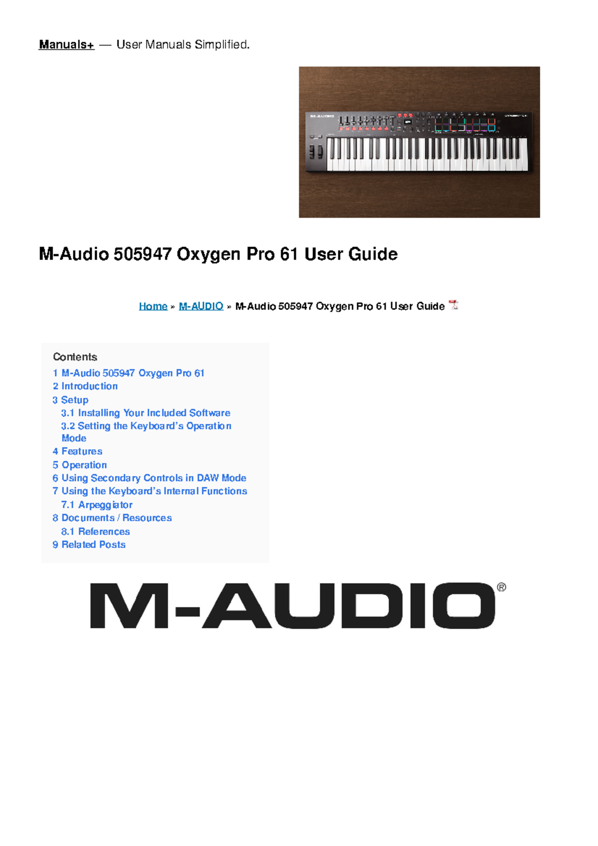 Oxygen 61 Mk4 Manual _ Oxygen 61 Keyboard Manual – FZPY