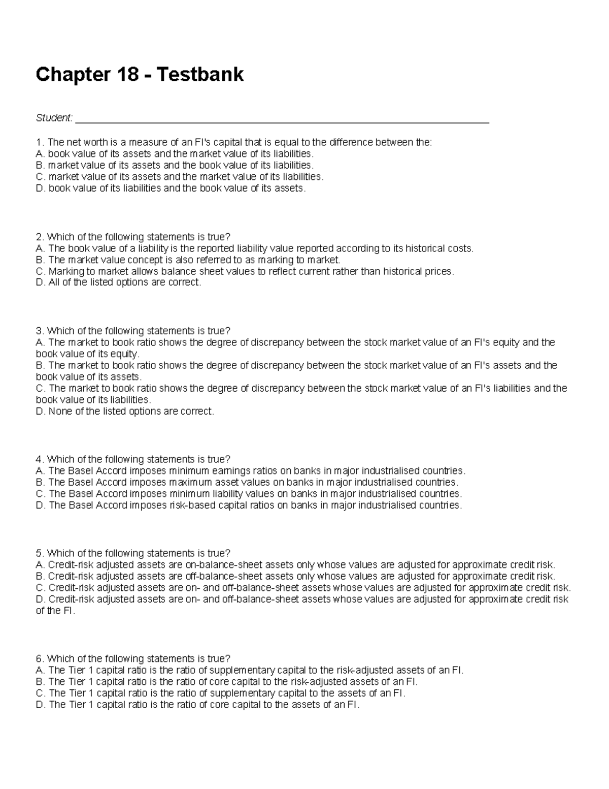 Testbank Chapter-18-, Answers - Chapter 18 - Testbank Student: - Studocu