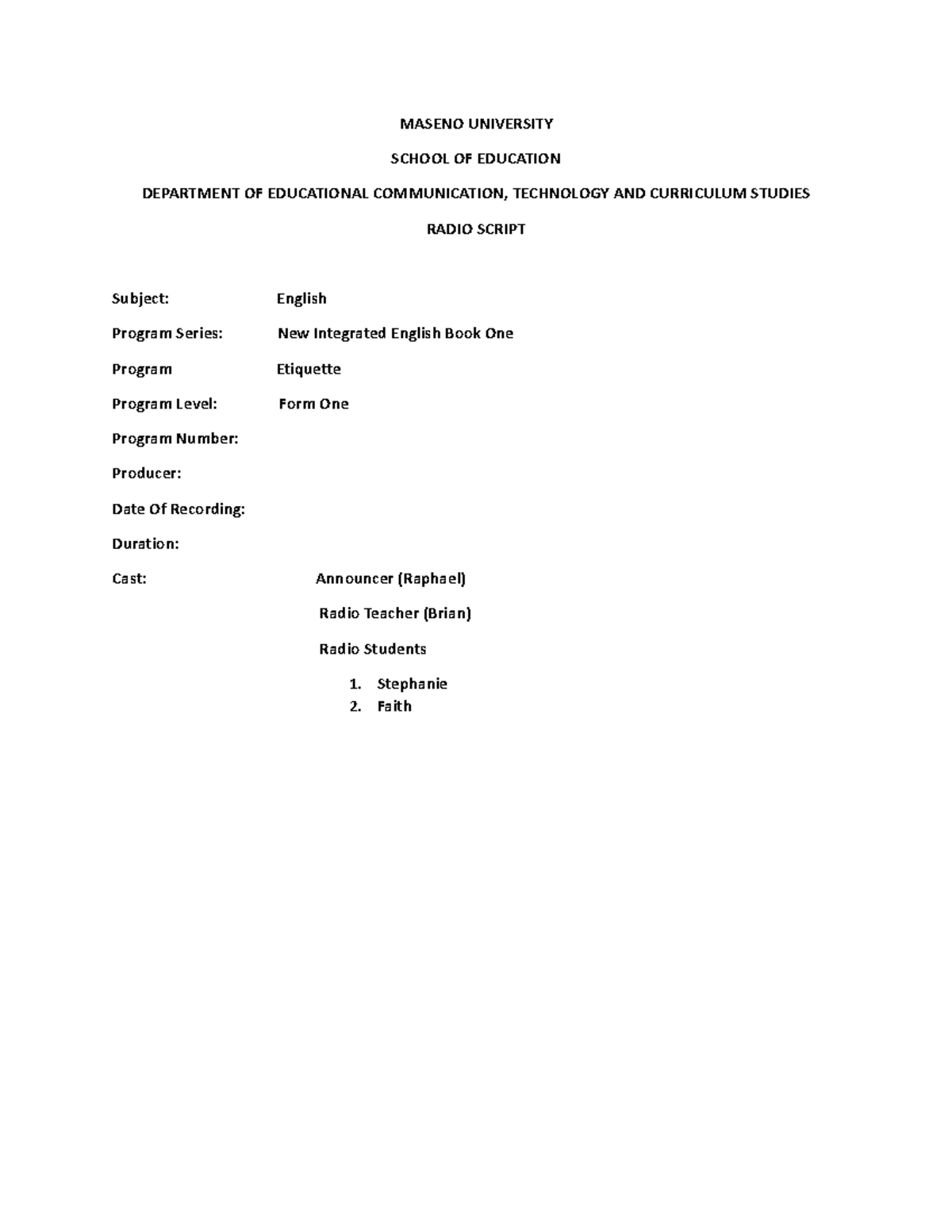 Radio Script - English assignments can cover a wide range, from writing ...