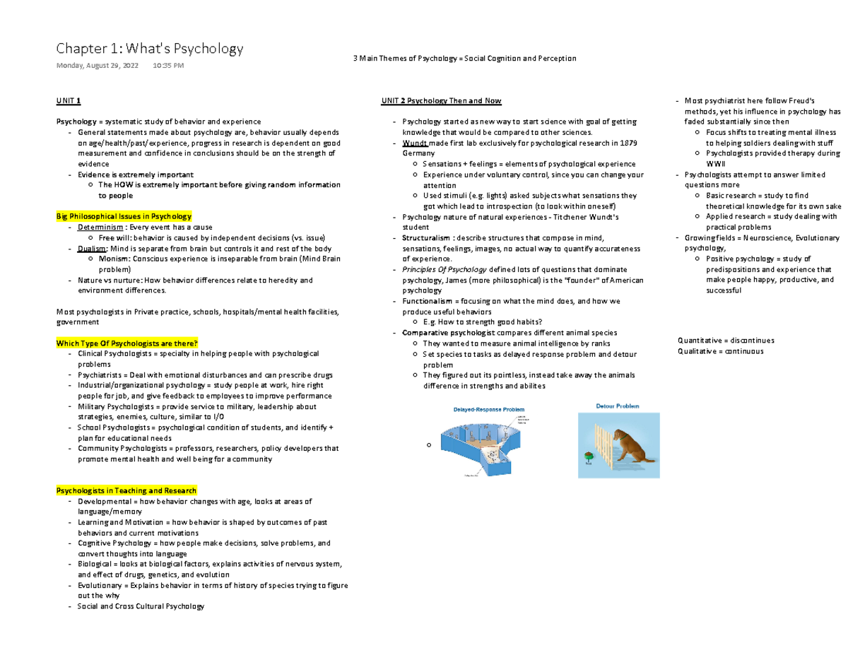 Chapter 1 Psych 101 - UNIT 1 Psychology = Systematic Study Of Behavior ...