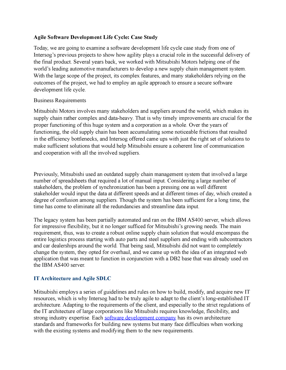 Agile Software Development Life Cycle cases study 2 Agile Software