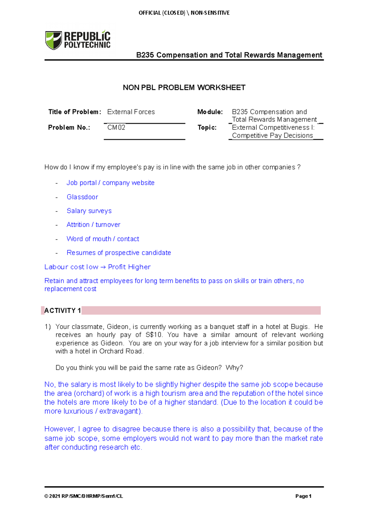 B235 CM02 Worksheet 20210312 - B235 Compensation and Total Rewards ...