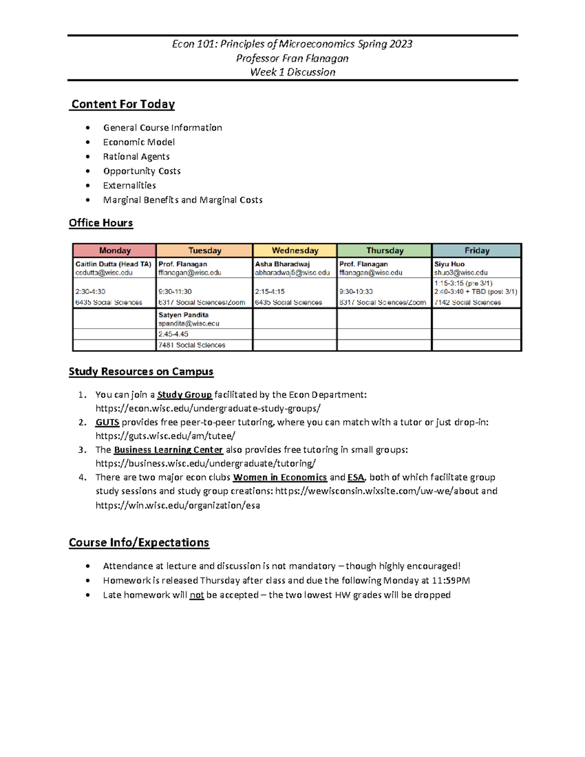 Discusison Week 1 Solutions - Econ 101: Principles of Microeconomics ...