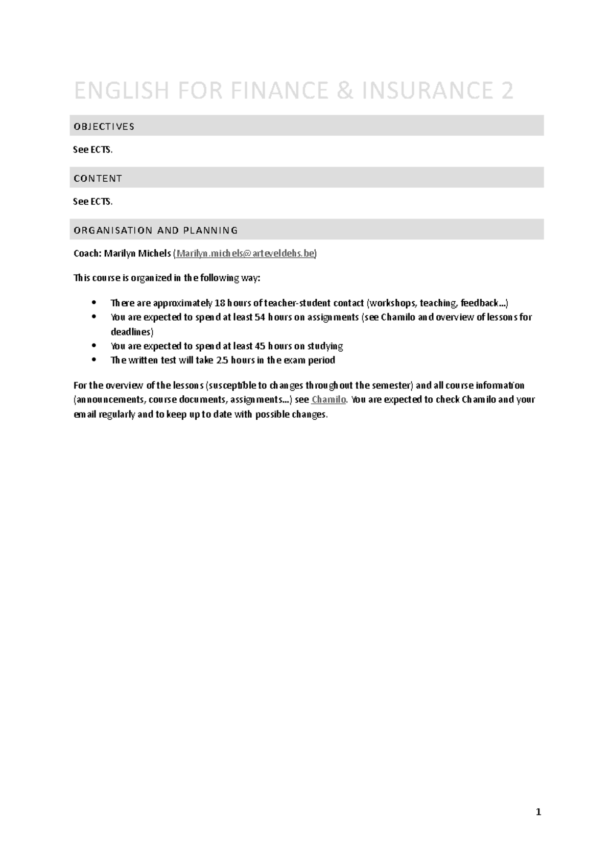 Study guide F&I2 201718sem2 ENGLISH FOR FINANCE & INSURANCE 2