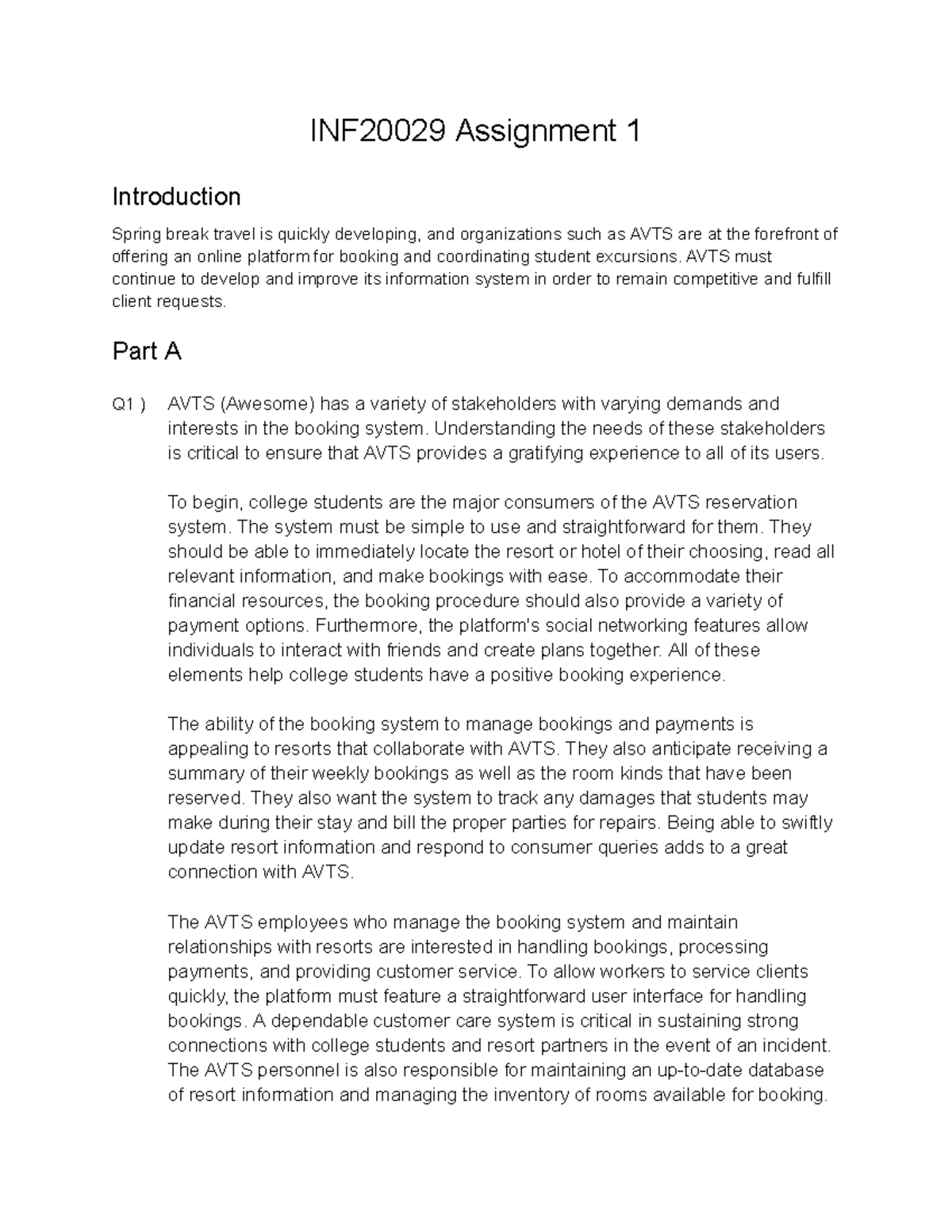 SEE INF2002 9 Assignment 1 1 - INF20029 Assignment 1 Introduction ...