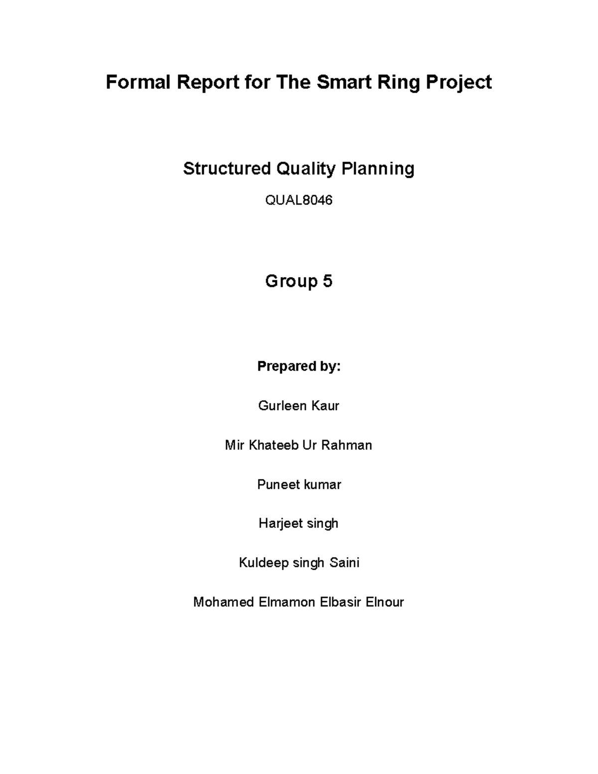 Formal Report Group 5 - Formal Report for The Smart Ring Project ...