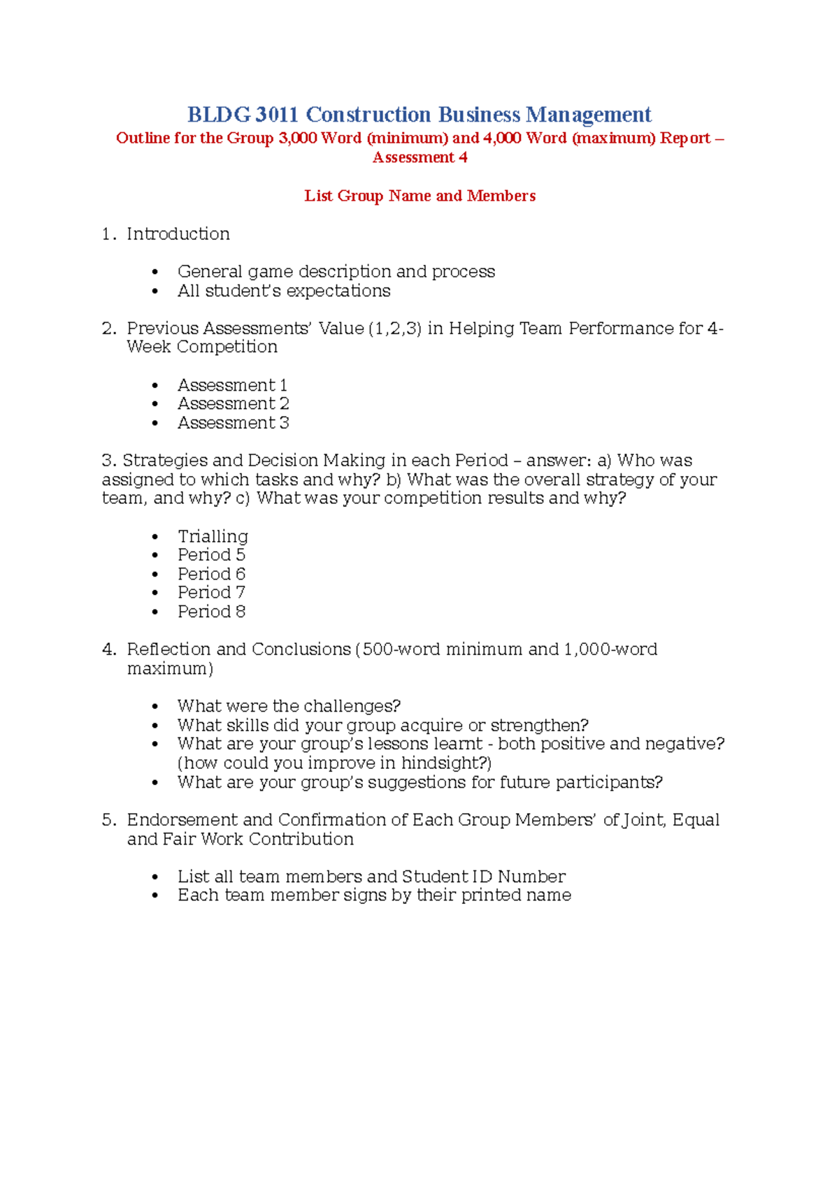 2022 Subject BLDG 3011 CBM Template Assessment 4 Reflection Paper Merit ...