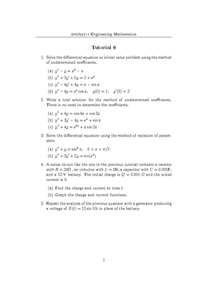 Tutorial 12 - engr Engineering Mathematics Tutorial 12 Calculate the ...