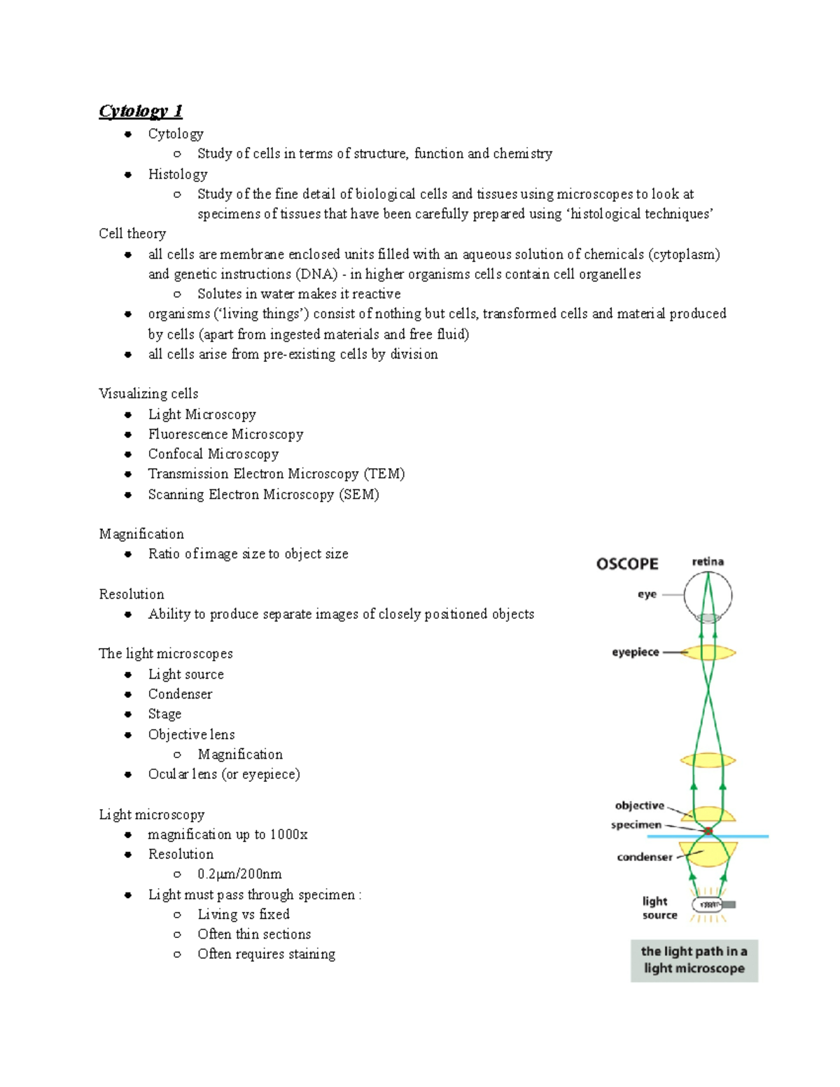 AVBS 2005 Cytology - Cytology 1 Cytology Study of cells in terms of ...