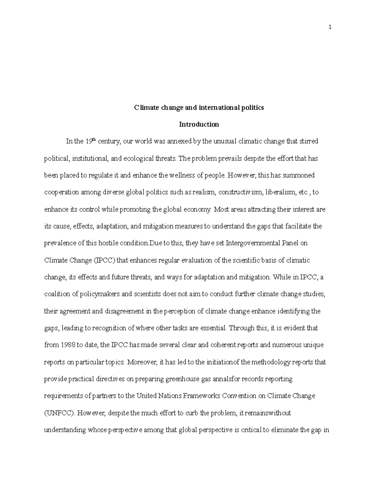 Climate Change And International Politics Climate Change And