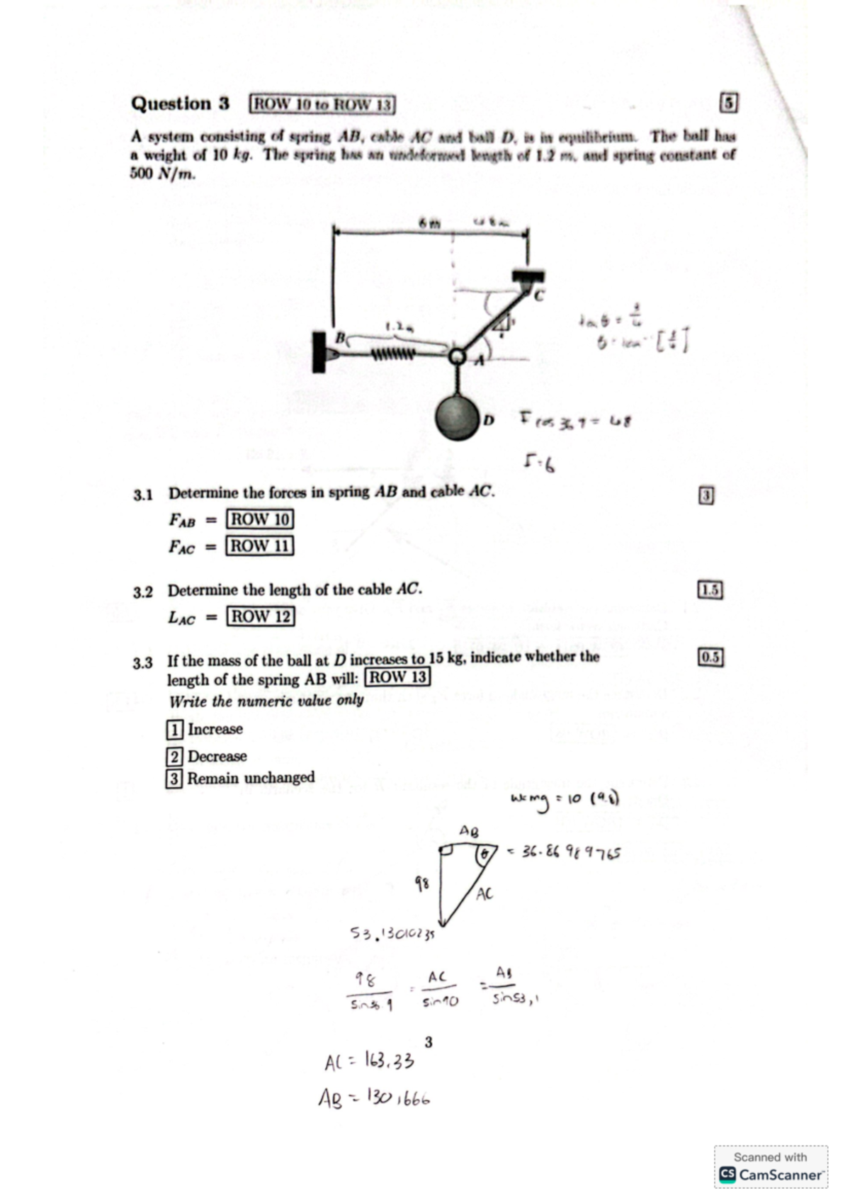 SWK122 Equilibrium practice problem - Question 3 ROW 10 to ROW 13 5 A ...