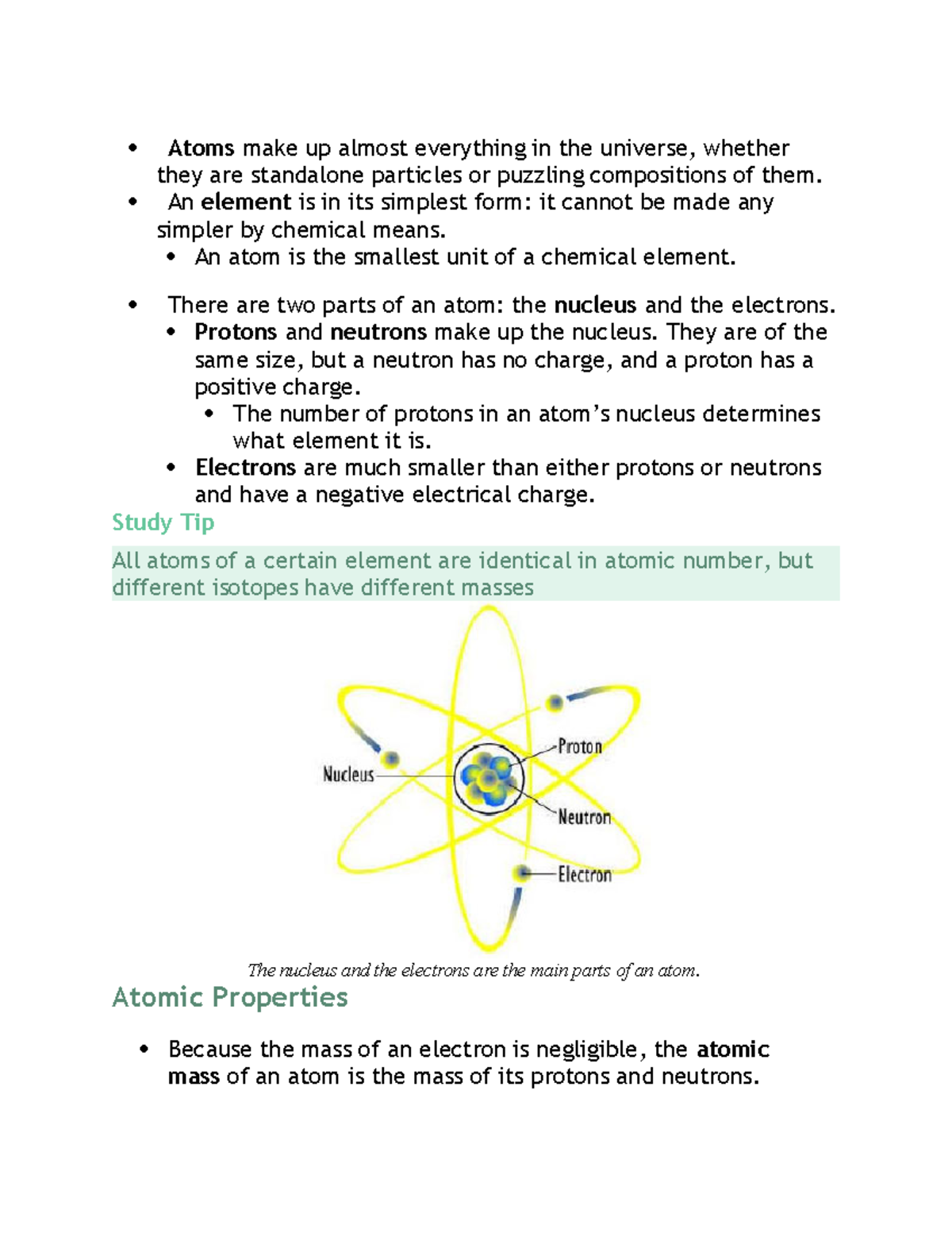 Science 19 - Notes - Atoms make up almost everything in the universe ...