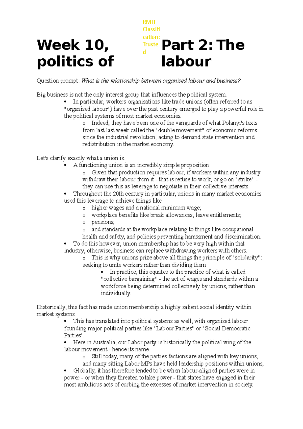Week 10 Part 2 transcript - Week 10, Part 2: The politics of labour ...