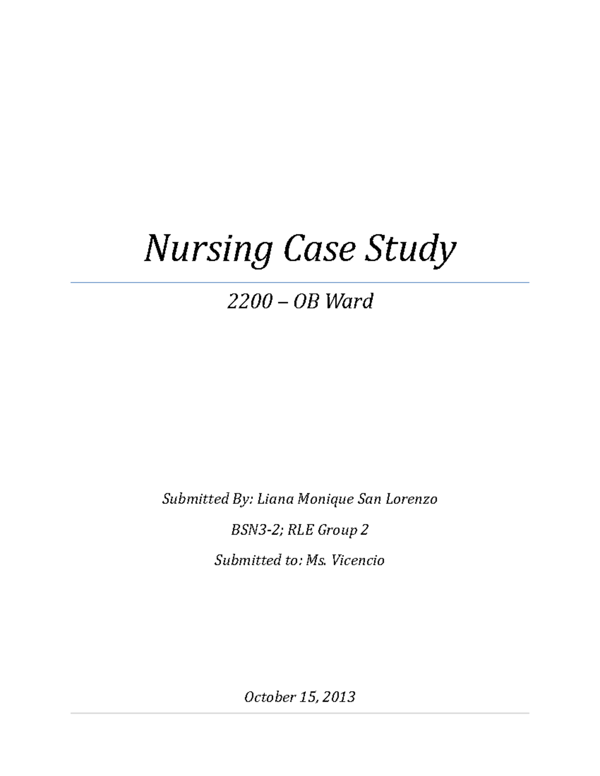 nursing case study examples uk