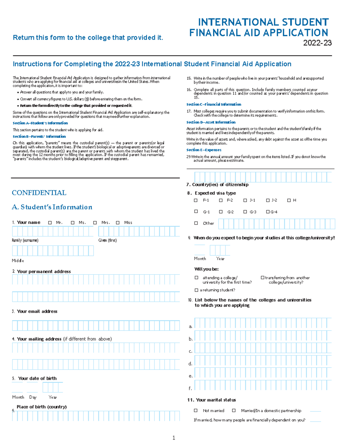 Isfaa 23 - ifsaa - Return this form to the college that provided it 