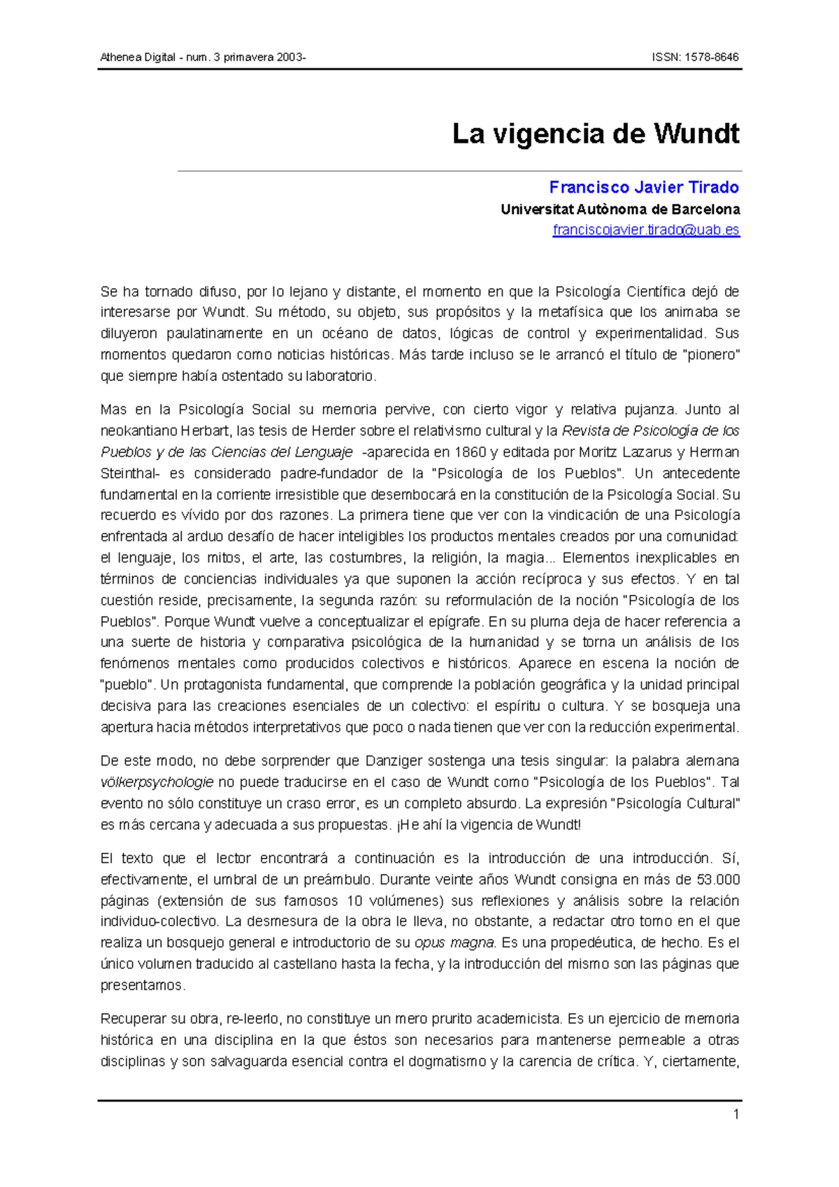 La Psicologia De Los Pueblos La Vigencia De Wundt Studocu