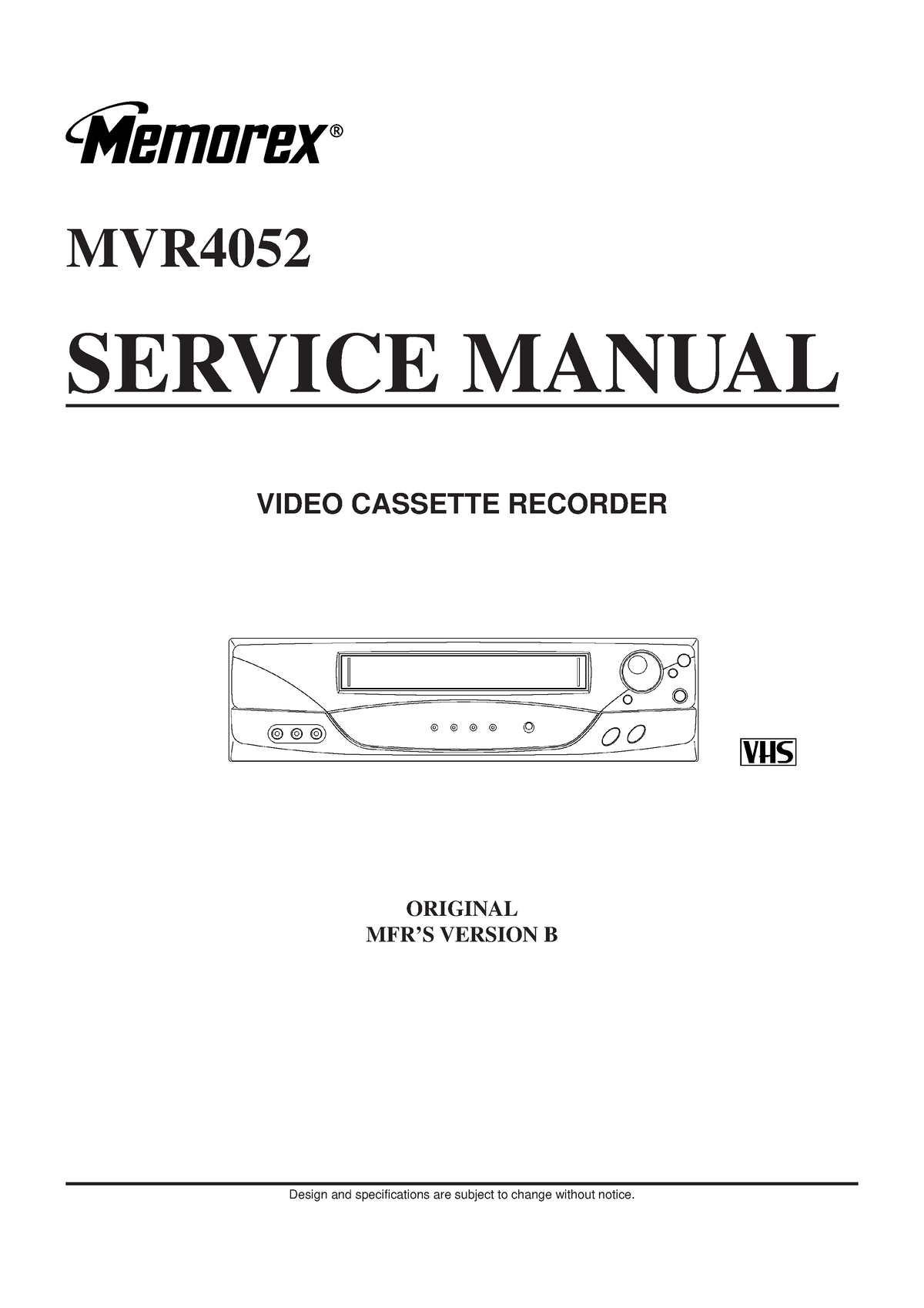 19697370 - bnm - SERVICE MANUAL MVR Design and specifications are ...