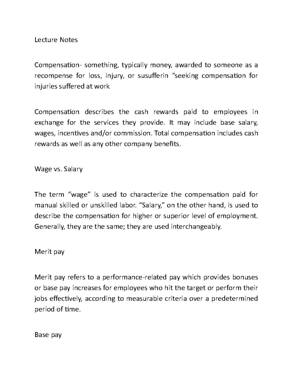 Compensation 1 - Note - Lecture Notes Compensation- something ...