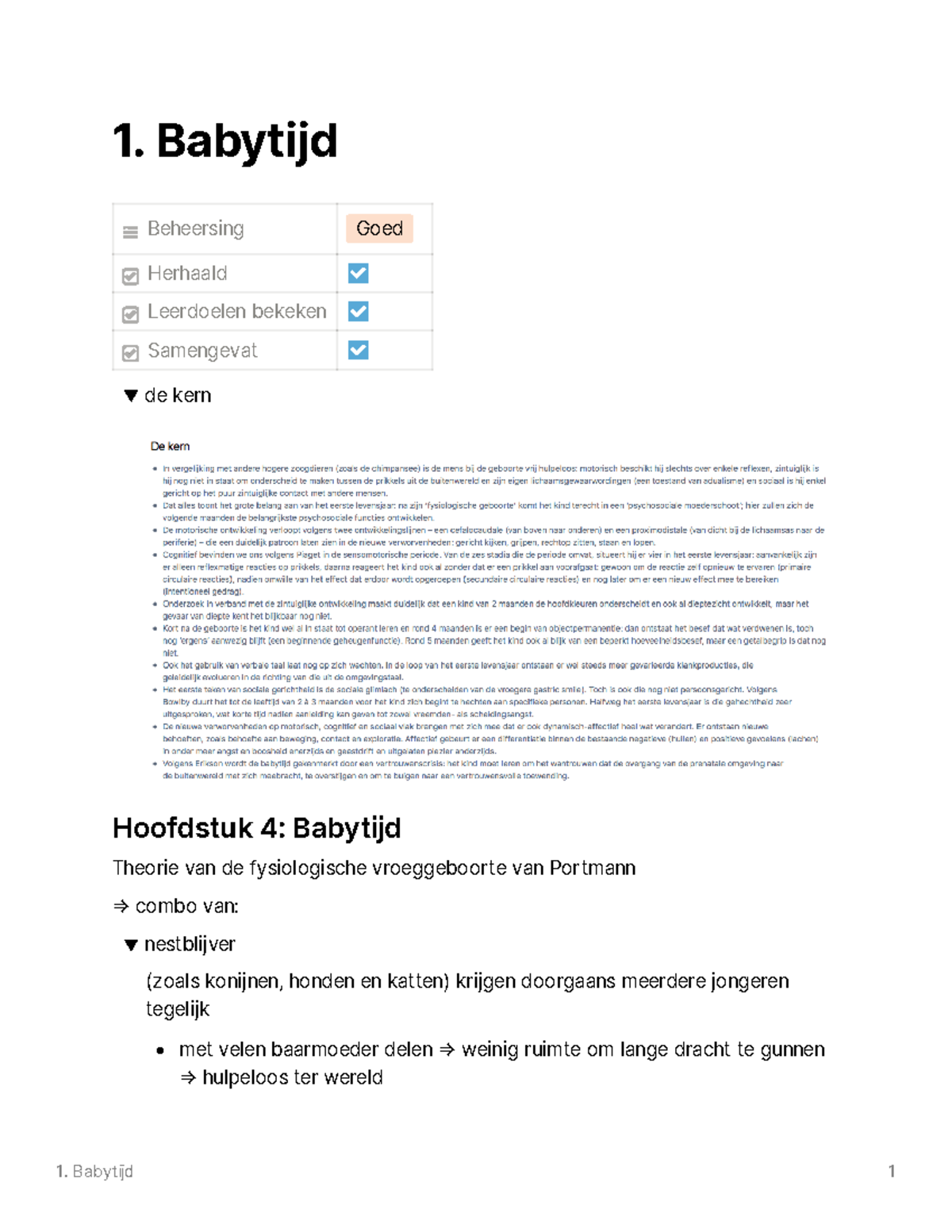 Babytijd - 1. Babytijd Beheersing Goed Herhaald Leerdoelen Bekeken ...