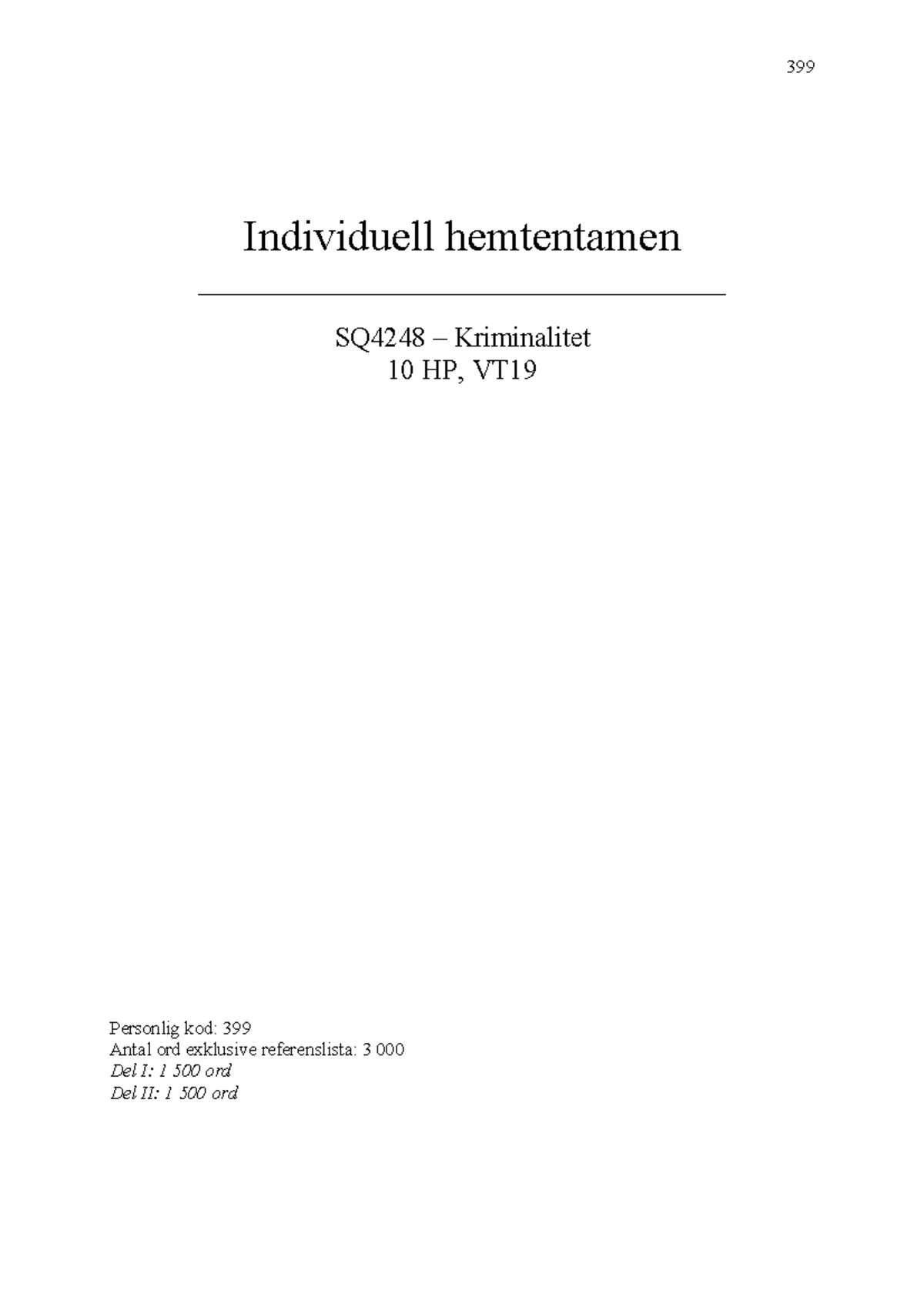 Hemtentamen SQ4248 Kod 399 - Individuell Hemtentamen ...