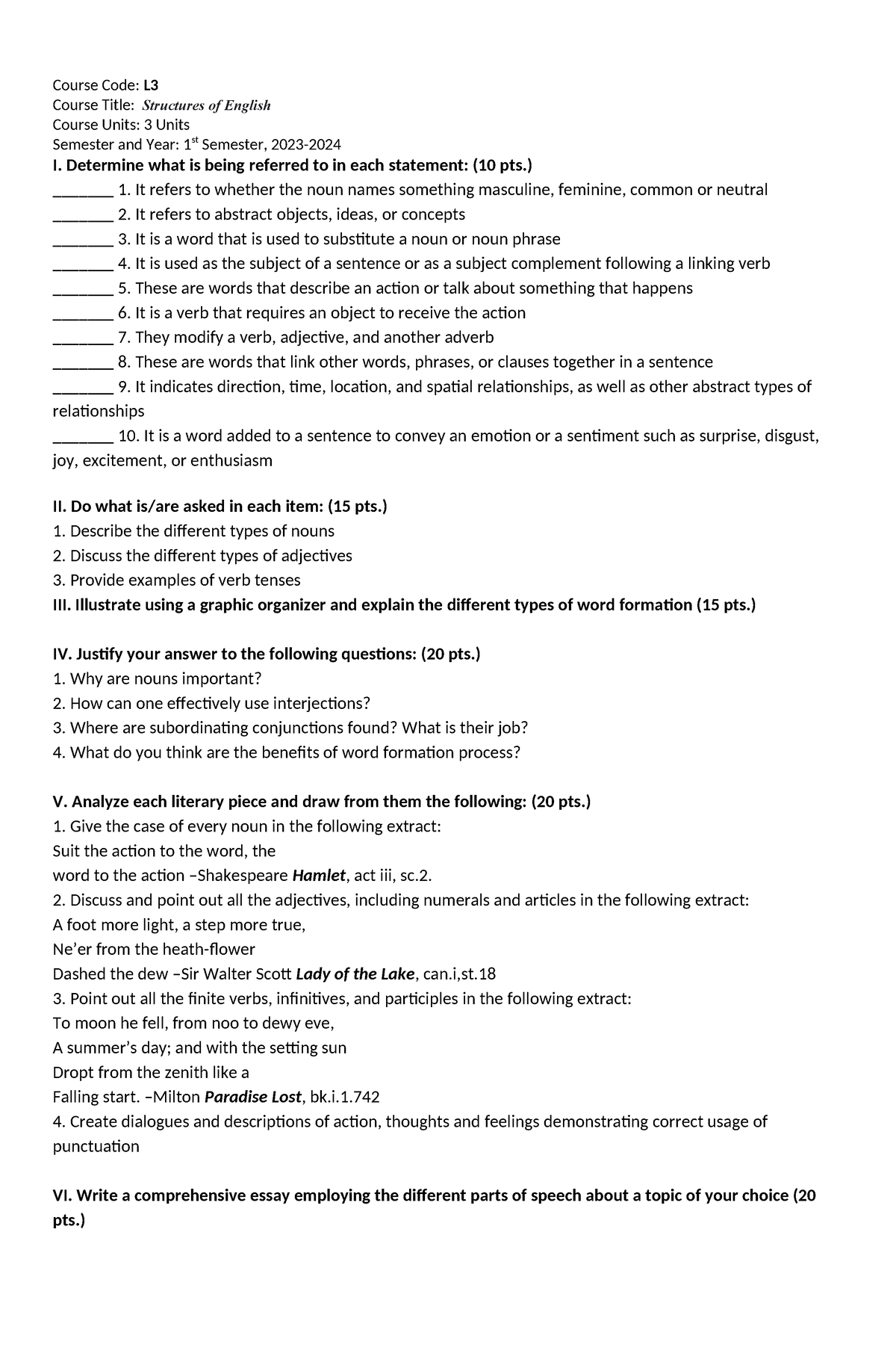 L3 - Language - Course Code: L Course Title: Structures of English ...