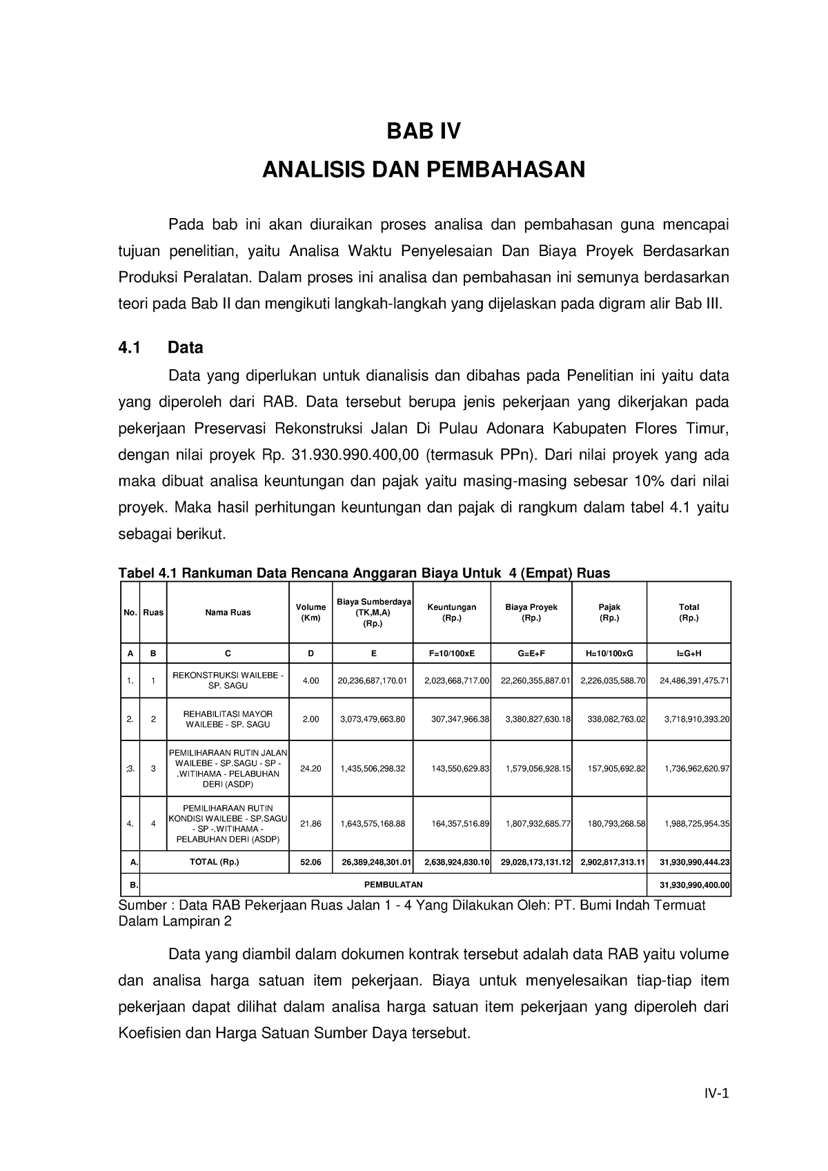 4 Analisa Volume Galian Dan Timbunan Bab Iv Analisis Dan Pembahasan