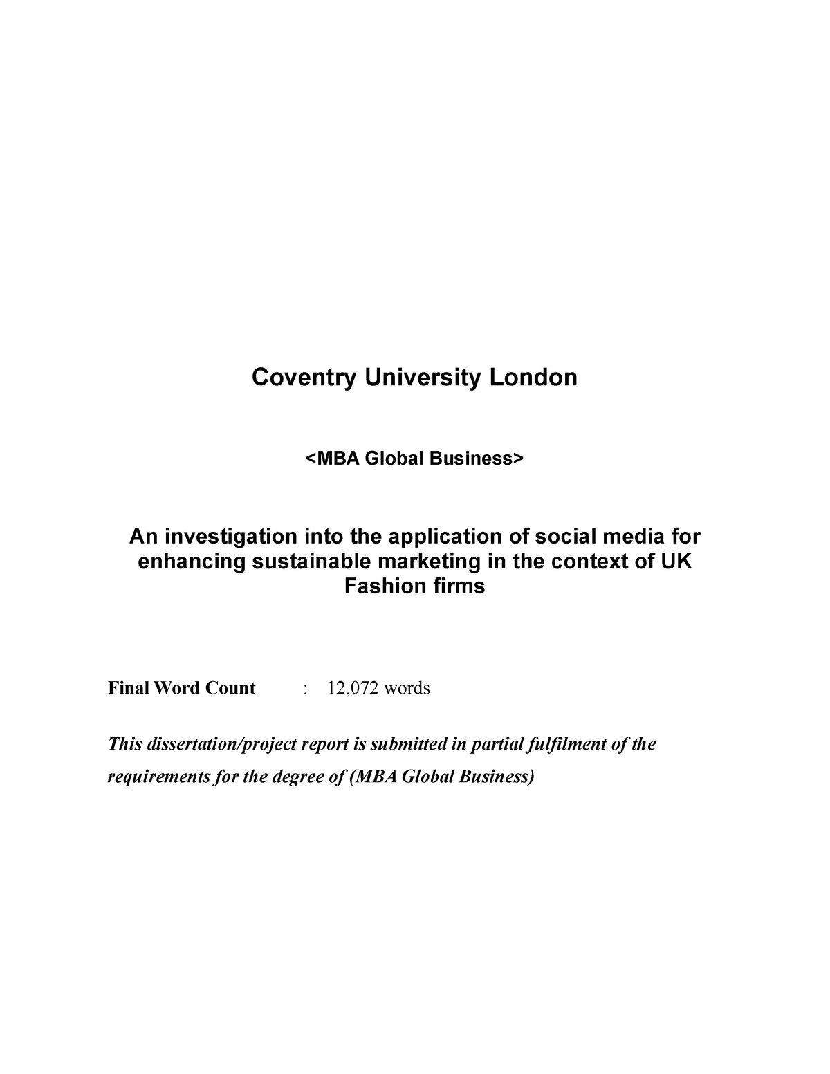dissertation examples coventry university